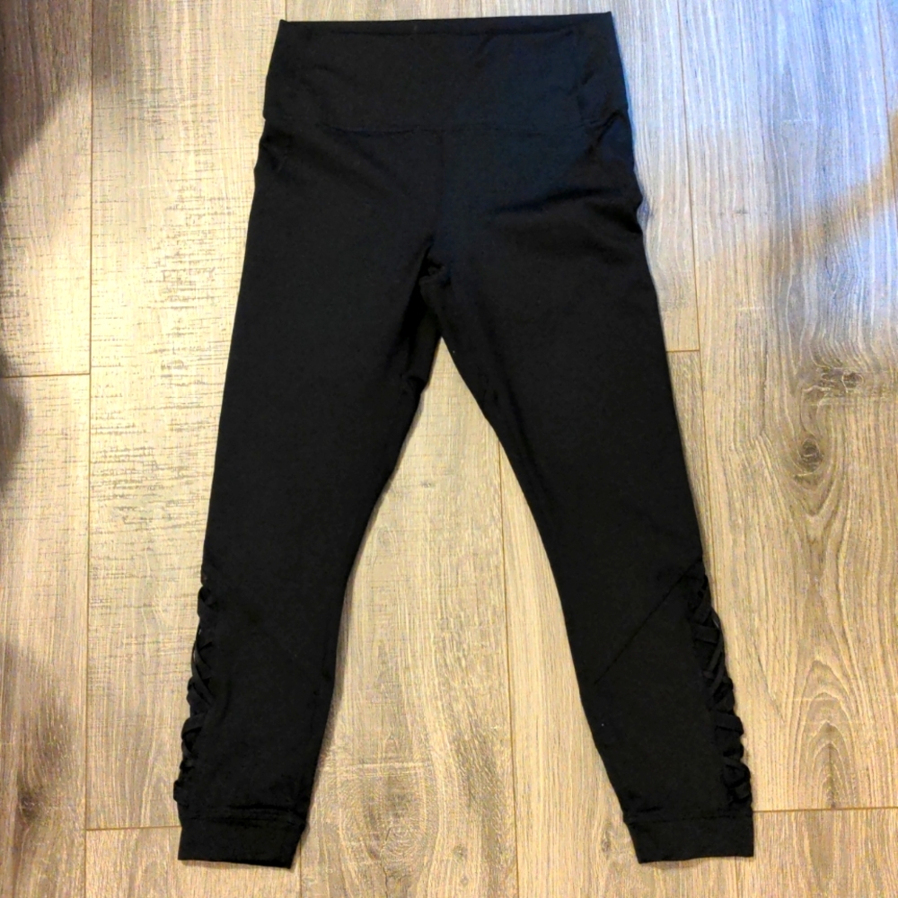 Powerhold By Fabletics (M) Black Cuffed Leggings … - image 1